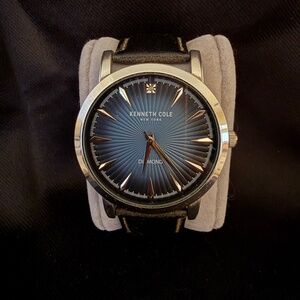 Kenneth Cole New York Diamond Men’s Watch – Blue Sunburst Dial, Genuine Leather
